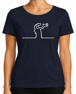 Imagen del producto de Camiseta para mujer, diseño "Linea Balum Strichmännchen", estilo caricatura, color azul marino, talla XL