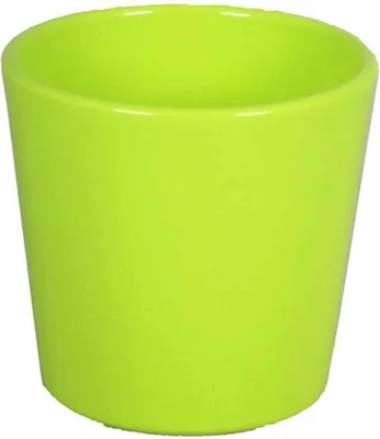 Produktbild von INNA-Glas Keramik Orchideenvase, Ø13,5cm, 12,5cm, apfelgrün - Pflanztopf/Orchideen-Blumentopf