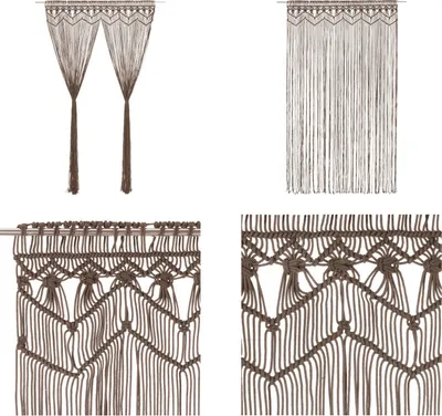 Produktbild von vidaXL Makramee Vorhang Taupe 140x240 cm Baumwolle - Vorhang - Vorhänge - Gardine - Gardinen
