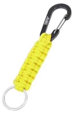 Zdjęcie produktu dla Brelok paracord żółty karabińczyk pierścień d kemping wędrówki