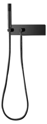 Produktbild von Wandanschlussbogen CZT050-1 mit Brausehalterung - Schwarz - mit Ablagefläche - Inkl. Brauseschlauch & Handbrause