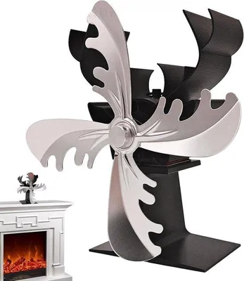 Productafbeelding van Houtkachel Ventilator - Warmte Circulator - Verwarmingscomfort Verhogen - Zonder Elektriciteit - 4 Bladen - Zwart