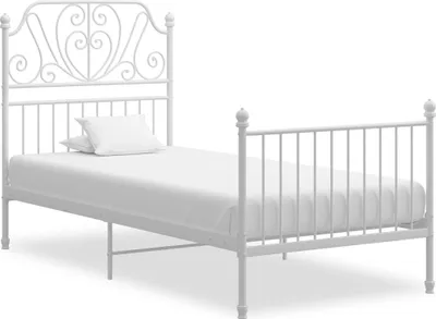 Image de Cadre de lit sans matelas blanc métal 90x200 cm