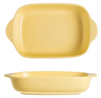 Keramik-Auflaufform 2er-Set, 22x13x4 cm, milchgelb, ofenfest