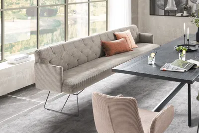 Produktbild von KAWOLA Esszimmerbank CHARME Cord steingrau 206cm