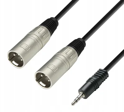 Image de Câble audio Adam Hall K3YWMM0300, connecteur jack 3,5 mm vers 2 connecteurs XLR, longueur 3 mètres