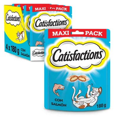 Imagen del producto de Catisfactions: Deliciosas golosinas para gatos, paquete de 4 (4 x 180g)