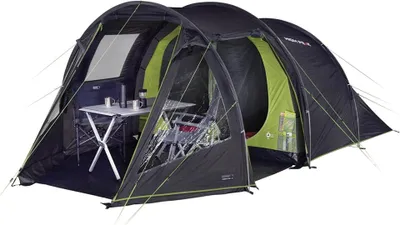 Zdjęcie produktu dla High Peak Paxos 4, kemping, stały stelaż, namiot tunelowy, 4 osoby, 8,9 kg, zielony, szary