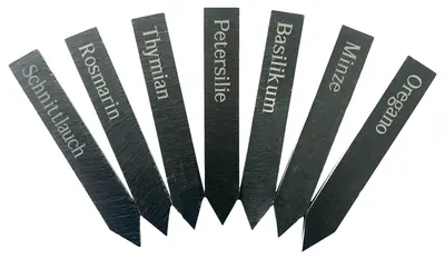 Produktbild von Pflanzenschild Set mit 7 Kräutersteckern aus Schiefer, 19cm graviert