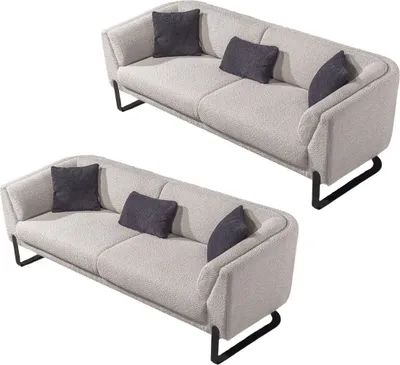 Produktbild von Villa Möbel Sofa Set Savana Grauweiß Stellvariante:3+2 Handmade, pflegeleichter Mikrofaser Webstoff