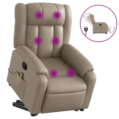 Produktbild von vidaXL Massagesessel mit Aufstehhilfe Elektrisch Cappuccino Kunstleder