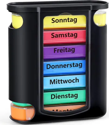 Produktbild von Opret Tablettenbox 7 Tage mit 4 Fächern für Morgens Mittags Abends Nachts