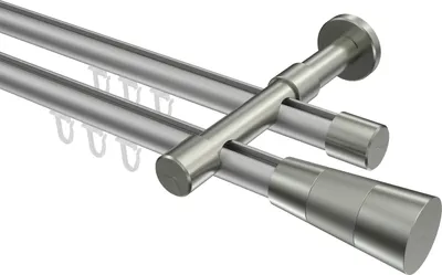Produktbild von Interdeco Innenlaufstange / Gardinenstange mit Innenlauf Silbergrau / Edelstahl-Optik, Typ Prestige Tanara (Konus), 20 mm Ø 2-läufig, 480 cm