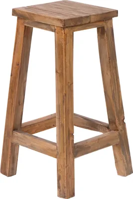 A wooden bar stool on a white background.