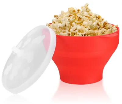 Faltbarer Silikon-Popcornbehälter mit Deckel, BPA-frei, 24x20x14,5 cm