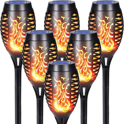 Produktbild von 6 Stk Solarlampen für außen, 12 LED, IP44 spritzwassergeschützt, dekor Außenleuchte für Garten, Gehweg, Balkon Hof, Terrasse, Rasen Bodenleuchte