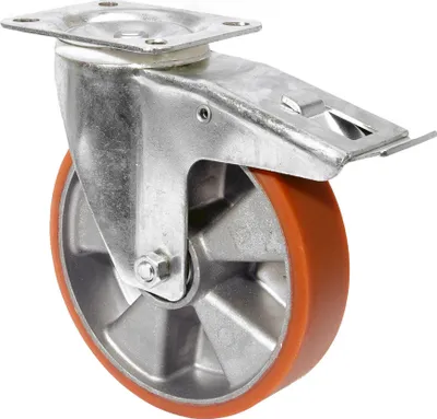 Image de BS Roulettes Roulette pivotante LB520.B90.125 avec frein Diamètre 125mm Capacité de charge 300kg Plateau 105x85mm - LB520.B90.125