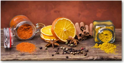 Produktbild von Tulup Glas-Bild -140x70- Wandkunst Dekorative Wand für Küche & Wohnzimmer - Essen & Getränke - Gewürze Mischung - Braun
