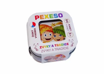 Obrázok produktu pre Hmáák Zvyky a tradície stolová hra vodotesná 64 kariet v plechovej krabičke 6x6x4cm Hmáák
