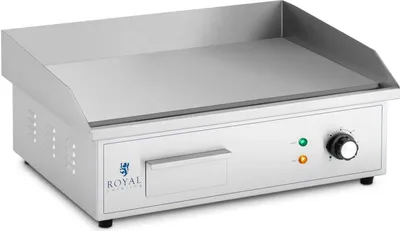 Produktbild von Royal Catering Elektro Grillplatte glatt Gusseisen 3000 W 530x350 mm 10 mm 50-300 °C Spritzschutz