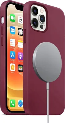 Produktbild von Mobigear Rubber Touch iPhone 12 Silikon MagSafe Hülle Backcover - Weinrot