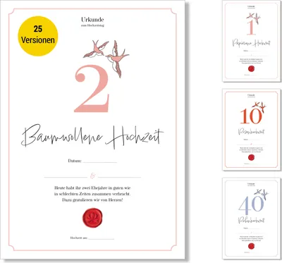 Immagine prodotto di Frank Paperman® | regalo per il 2° anniversario di matrimonio | anniversario di matrimonio | regali di nozze in cotone |  di anniversario di matrimonio | classico