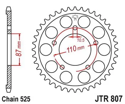 Immagine prodotto di Pignone 45 denti passo 525 tipo R807 NERO per Suzuki GSF S 400 650 750 Bandit / GSX SV 650