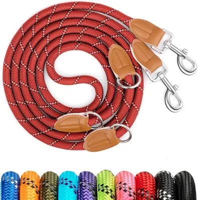 Obrázok produktu pre Vodítko pre psov 3 m, nastaviteľné, pre stredne veľké a veľké psy (15-60 kg), reflexné, so 2 karabínami