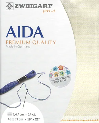 Immagine prodotto di AIDA Zweigart pre-tagliata 14 ct. Stern Aida 3706 colore 264 beige chiaro, tessuto per ricamo a punto croce 48x53 cm