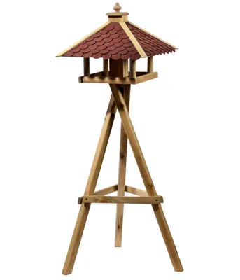 Produktbild von Dehner Natura Wildvogel-Futterhaus Brixen, inkl. Ständer Brixen, 144 x 68 x 62 cm, Holz / Bitumen, braun / rot