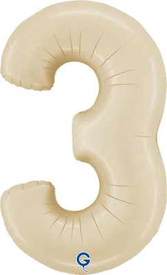 Produktbild von Riesenzahl Folienballon 40"/102cm | Satin Cream Zahl: 3