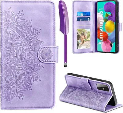 Immagine prodotto di EASDNB Samsung Galaxy A51 Custodia in pelle Custodia portafoglio viola chiaro