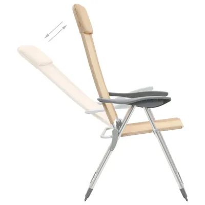 Image de vidaXL Chaises de camping pliantes 4 pcs. Aluminium Crème