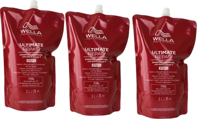 Produktbild von Wella Ultimate Repair Shampoo 3 x 1000 ml Nachfüllpack für geschädigtes & strapaziertes Haar Set