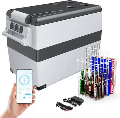 Produktbild von CF001 - Kompressor-Kühlbox - Kapazität 49,4 L - Temperatur -20 bis 20 °C - Spannung 24 V DC - App-Steuerung - Für Camping, Auto & LKW
