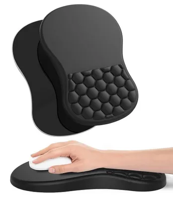 Produktbild von Ergonomische Mauspad mit Handgelenkauflage aus Gel – rutschfestes Design, schwarz