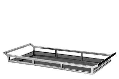 Immagine prodotto di Vassoio PIANO - H. 5cm x L. 55cm - nero/argento - acciaio inox/vetro