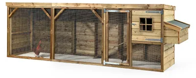 Produktbild von Fatmoose Hühnerstall mit Auslauf CosyChicken Cottage aus Holz - 363x95x124 cm