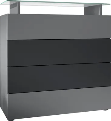 Produktbild von Vladon Sideboard Pavos V2, Kommode mit 4 Schubladen und Glasablage, Anthrazit matt/Anthrazit matt/Schwarz matt (76 x 80 x 33 cm)