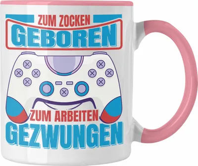 Produktbild von Trendation - Lustige Gamer Tasse Zocker Geschenk Gamer Gamergirl Geschenkidee Geburtstag Zum Zocken Geboren (Rosa)