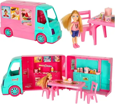 Produktbild von 21-teiliges Imbisswagen Spielset mit 2 Puppen und Zubehör, 12x8x6 Zoll
