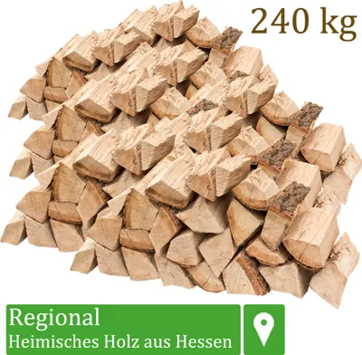 Obrázek produktu pro Palivové dřevo Palivové dřevo Dub 240 kg Pro kamna a krb Ohnivá mísa Grilování Palivové dřevo Polena Dřevo 25 cm sušené v peci Flameup