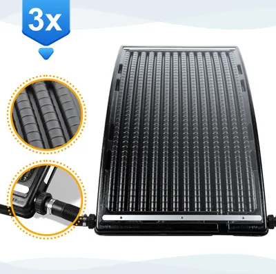 Obrázek produktu pro Jayseuw 3x solární ohřev bazénu ohřívač bazénu výsuvný držák černý Solární absorbér 110 x 65 x 15 cm - zakřivený typ
