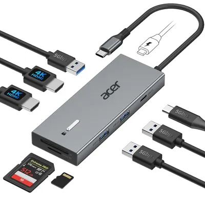 Zdjęcie produktu dla Acer USB-C Hub Stacja dokująca 9w1 HDMI 4K 100W PD