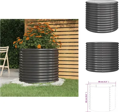 Produktbild von vidaXL Pflanzkübel Pulverbeschichteter Stahl 80x80x68 cm Anthrazit -  Blumentöpfe & Pflanzgefäße