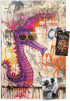 Produktbild von Magnettafel 40x60cm Pinnwand Whiteboard beschreibbar - Graffiti Tiere