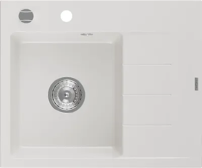 Immagine prodotto di Mexen Ben lavello in granito 1-vasca con scolapiatti, sinistro 600 x 500 mm, bianco, sifone cromato - 6522605000-20