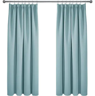 Produktbild von Vorhang Blickdicht Kräuselband Thermogardine Kälteschutz 183x132cm Himmelblau 2er Set