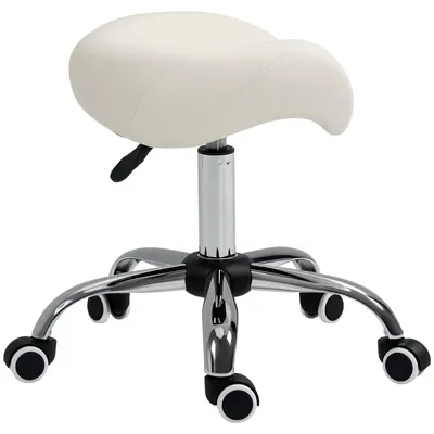 Produktbild von Rollhocker höhenverstellbar, drehbar 49-61 cm, Weiß, für Salon Büro Werkstatt