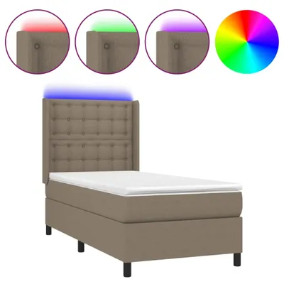 Produktbild von vidaXL Boxspringbett mit Matratze & LED Taupe 100x200 cm Stoff